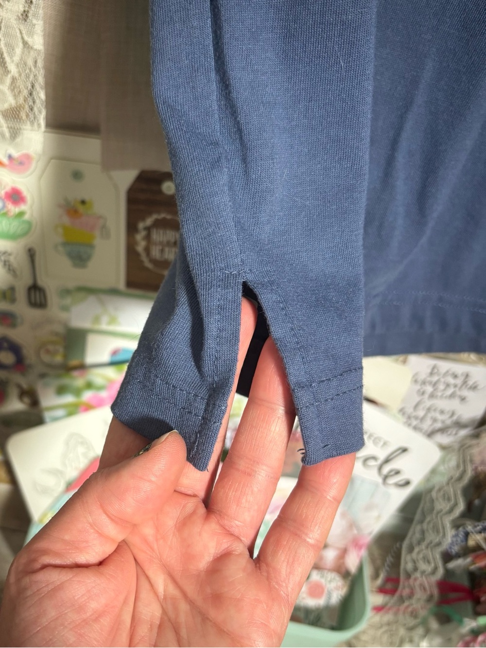 Vintage Westport Ltd. Blue Mock Neck Short Sleeve T-Shirt Top Womens Sz. Medium - Picture 3 of 7